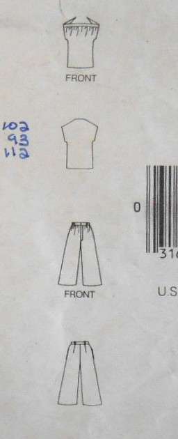 BUTTERICK 5178 TOP & CULOTTES SIZE 12-14-16 COMPLETE-CUT TO 14