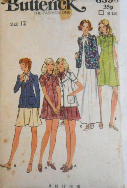 BUTTERICK 6595 DRESS & JACKET SIZE 12 COMPLETE-MOSTLY UNCUT