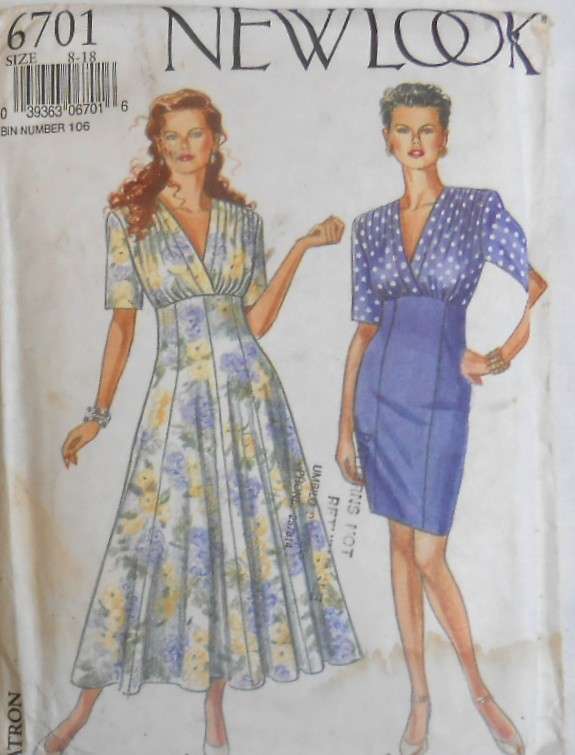 NEW LOOK PATTERNS 6701 PLEATED HIGH BODICE DRESS SIZE 8-18 COMPLETE CUT TO 12
