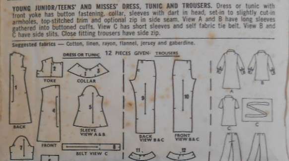 VINTAGE STYLE 2693 DRESS-TUNIC-PANTS SIZE 14 BUST 36 COMPLETE