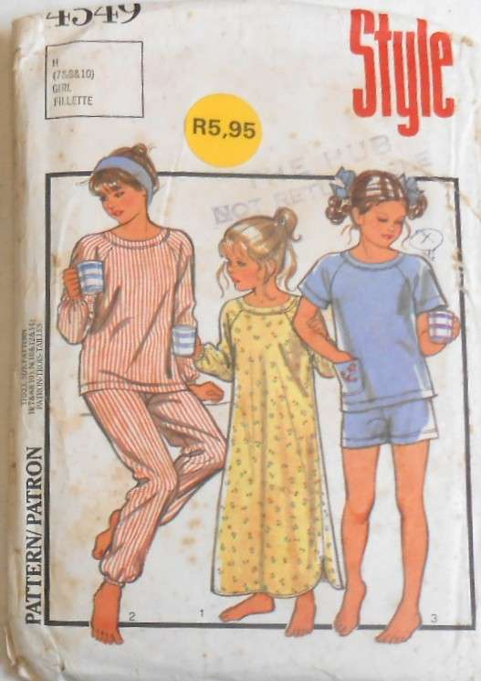 STYLE 4549 GIRLS NIGHTDRESS & PJS SIZE 7-8-10 YEARS COMPLETE-CUT TO 10