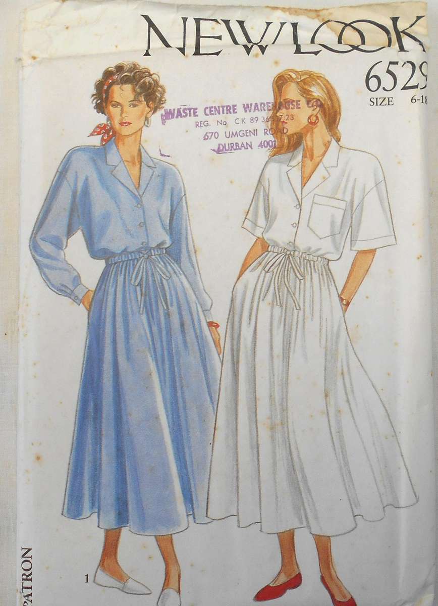 NEW LOOK PATTERNS 6529 SHIRT WAISTER DRESS SIZE 6-18 COMPLETE-UNCUT-F/FOLDED