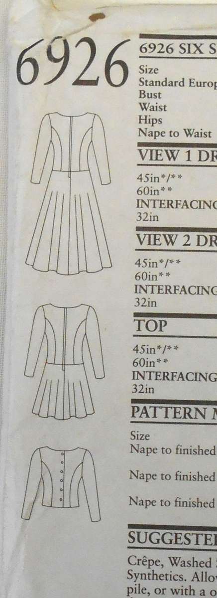 NEW LOOK PATTERNS 6926 PANELLED WAISTED DRESS SIZE 8-18 COMPLETE-UNCUT-F/FOLDED