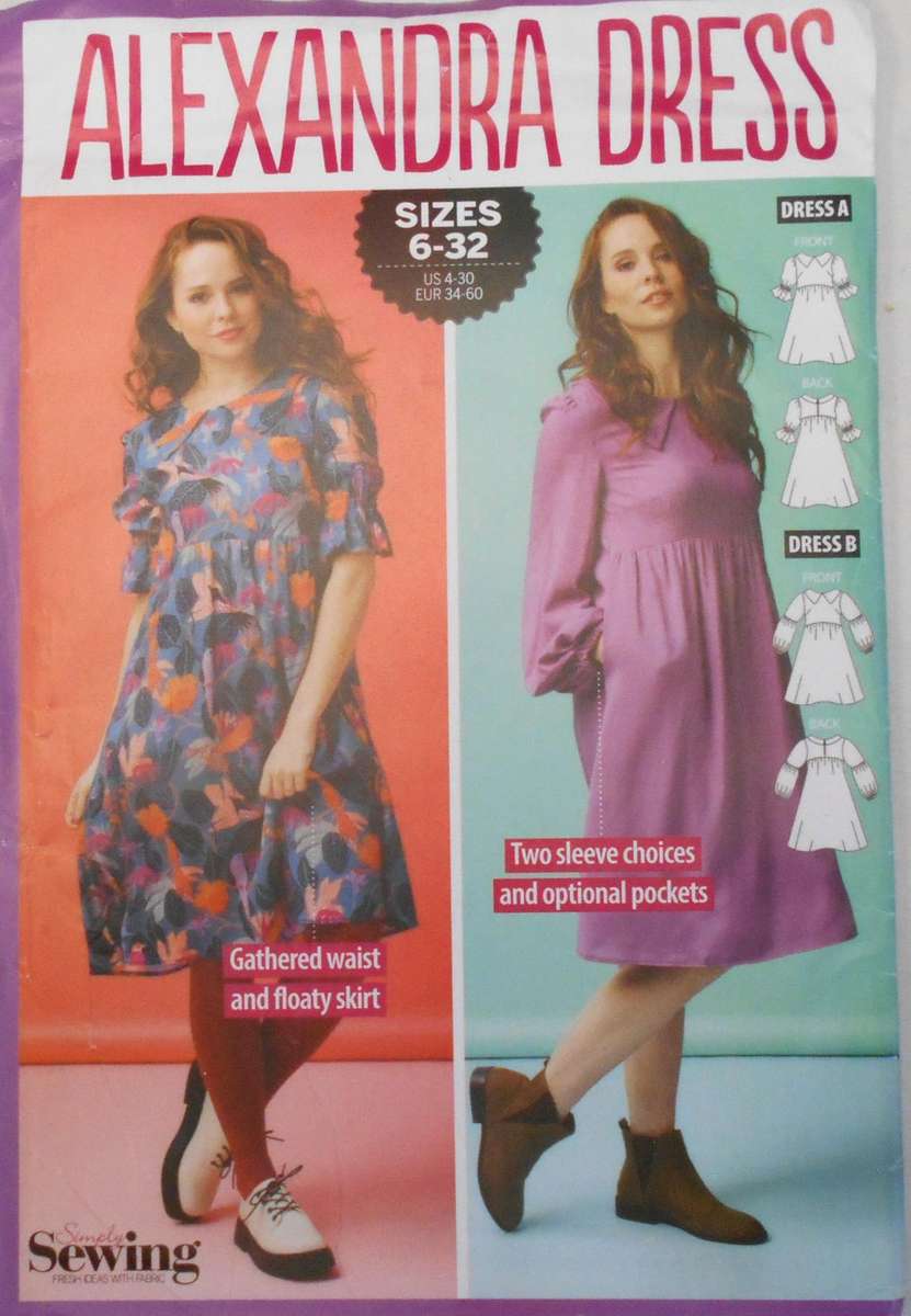 SIMPLY SEWING - ALEXANDER DRESS -  SIZE 6-32 COMPLETE-UNCUT-F/FOLDED-SEALED