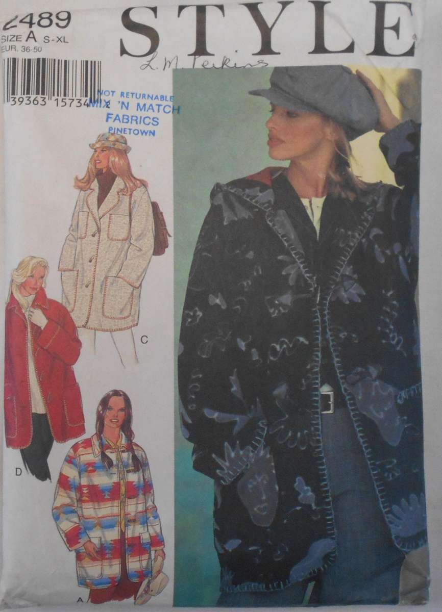 STYLE 2489 WINTER JACKETS & HOODIE SIZE S-XL COMPLETE-PART CUT TO S (10-12) ALL SIZES H/W