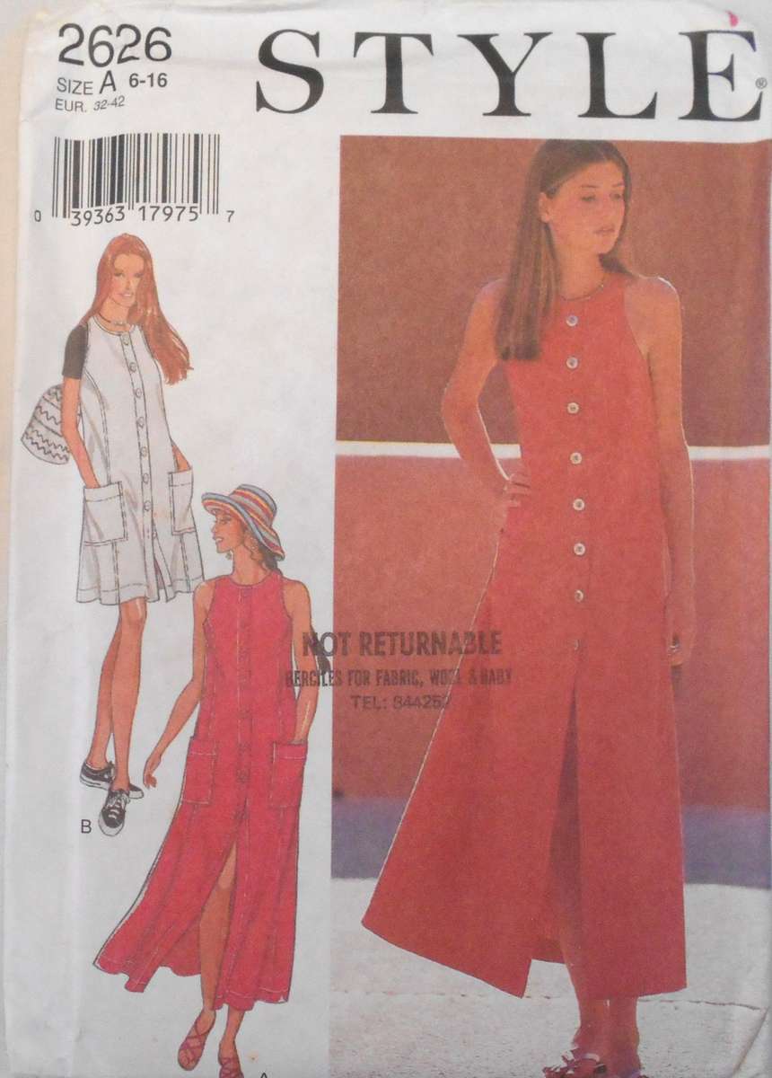 STYLE 2626 FRONT BUTTON FLARED DRESS SIZE 6-16 COMPLETE-UNCUT-F/FOLDED