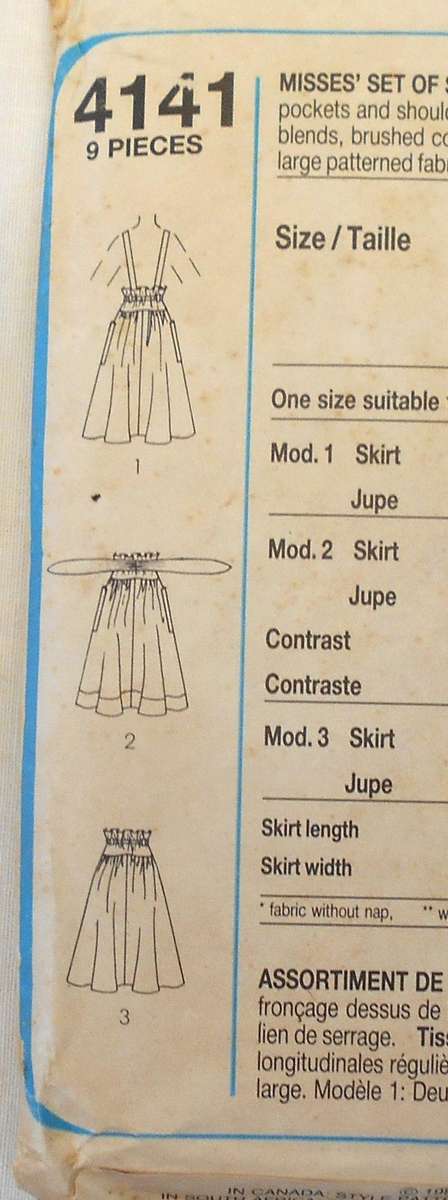 STYLE 4141 SET OF SKIRTS ONE SIZE (8-14) COMPLETE