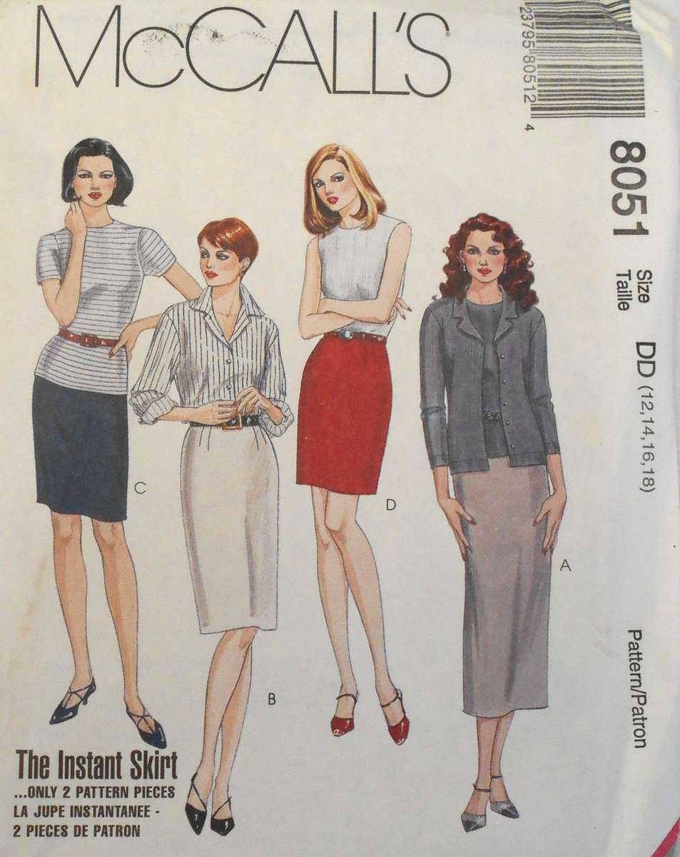 McCALLS 8051 SKIRTS IN 4 LENGTHS SIZE 12-14-16-18 COMPLETE-UNCUT -F/FOLDED