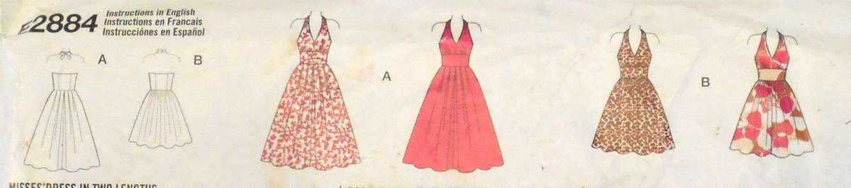SIMPLICITY E2884 HALTER DRESSES SIZE 8-18 COMPLETE-CUT TO 18