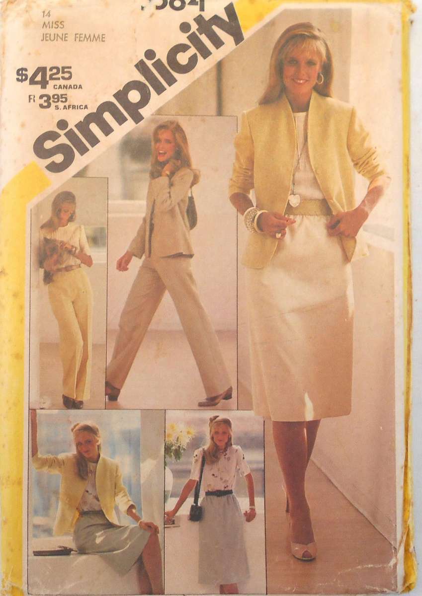 SIMPLICITY 5384 SKIRT-STRAIGHT LEG PANTS-PANTS-LINED JACKET SIZE 14 COMPLETE-UNCUT-F/FOLDED