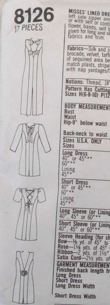 SIMPLICITY 8126 STUNNING LINED DRESS SIZE 12-16 COMPLETE-MOSTLY UNCUT TO 16