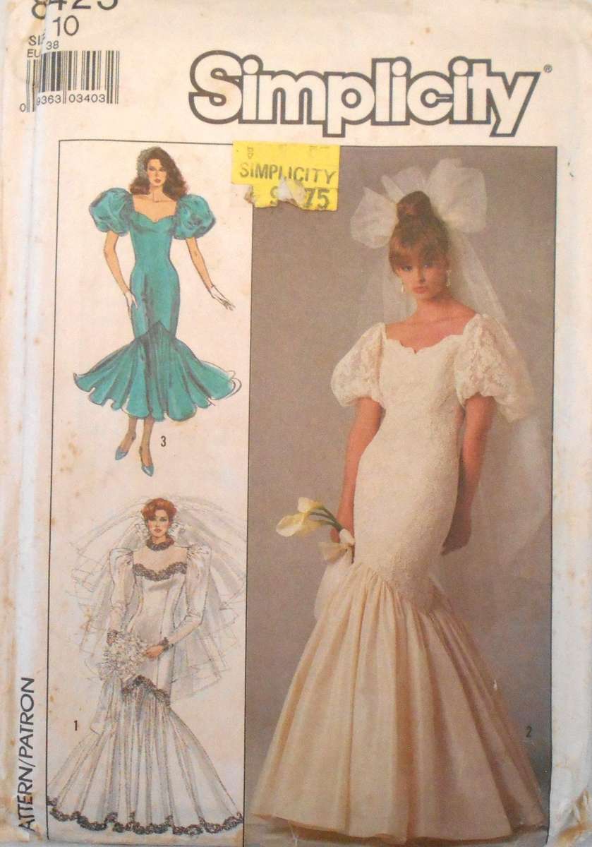 SIMPLICITY 8425 FITTED LINED BRIDAL DRESS SIZE 10 NO SKIRT PATTERN SUPPLIED