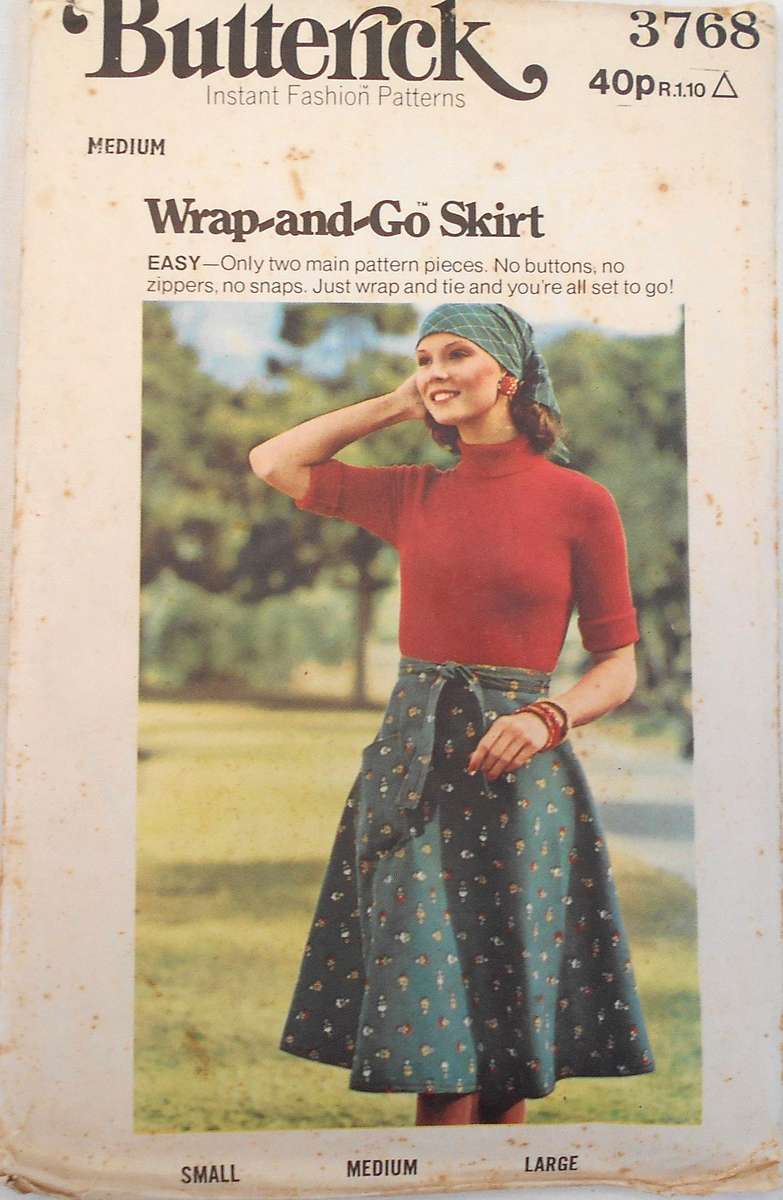 BUTTERICK 3768 WRAP SKIRT SIZE MEDIUM  92-97 CM COMPLETE-UNCUT-F/FOLDED