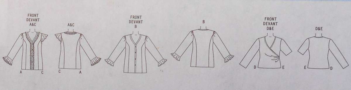 BUTTERICK 3784 WOMEN'S BLOUSE SIZE 28W-30W-32W ONLY BLOUSE VIEW D & E CUT TO 32W