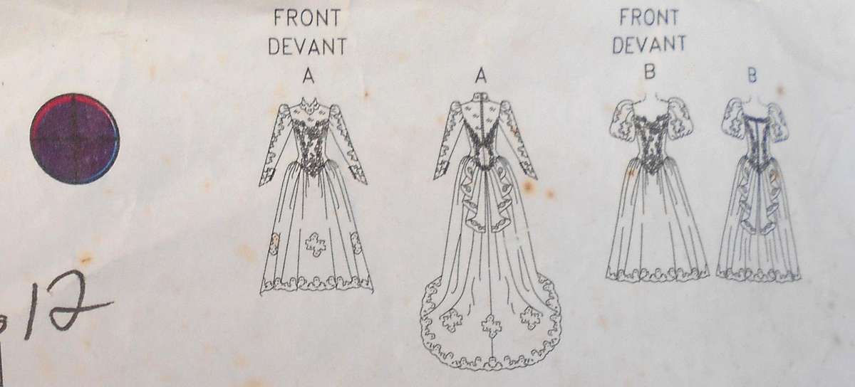 BUTTERICK 3839 LINED FLOOR LENGTH BRIDAL DRESS SIZE 8-10-12 COMPLETE-CUT TO 12-ZIPLOC