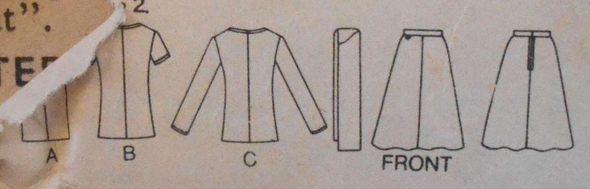 BUTTERICK 4149 TOPS-SKIRT-SCARF SIZE 12 BUST 87 CM COMPLETE-ZIPLOC