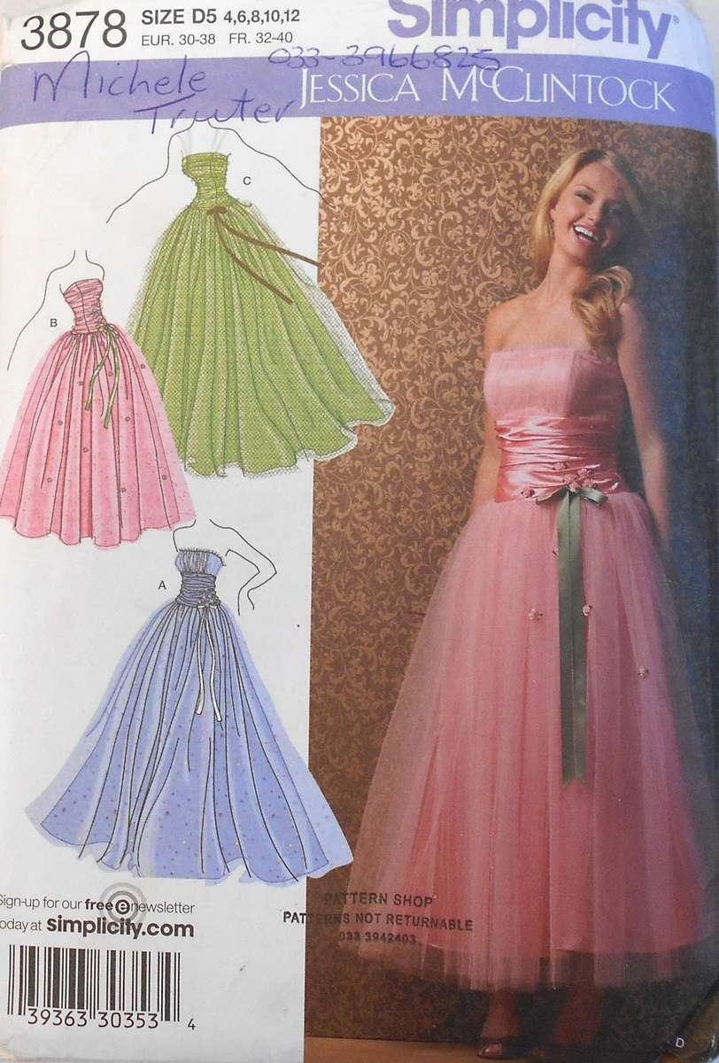 SIMPLICITY 2878 STUNNING SPECIAL OCCASION DRESS SIZE 4-12 CUT TO 12 COMPLETE