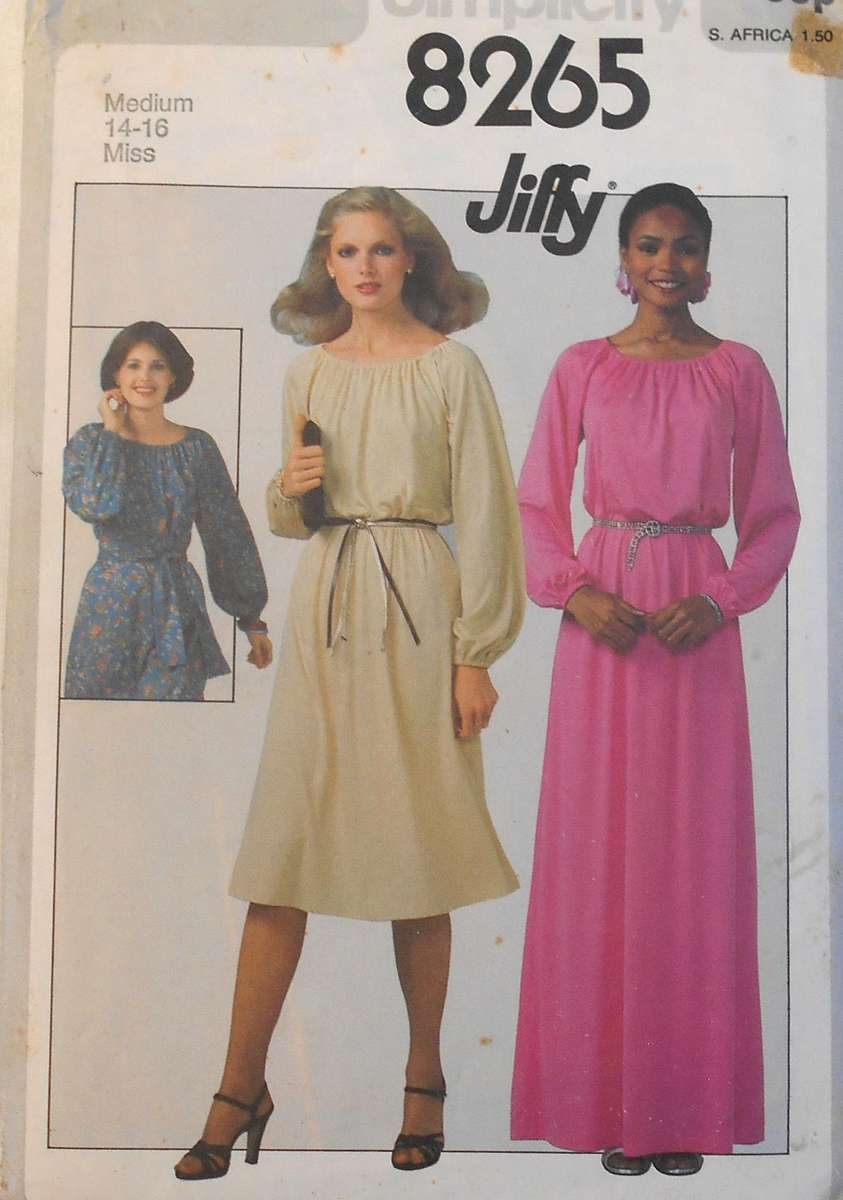 SIMPLICITY 8265 PULLOVER DRESS IN TWO LENGTHS SIZE MED 14-16 COMPLETE