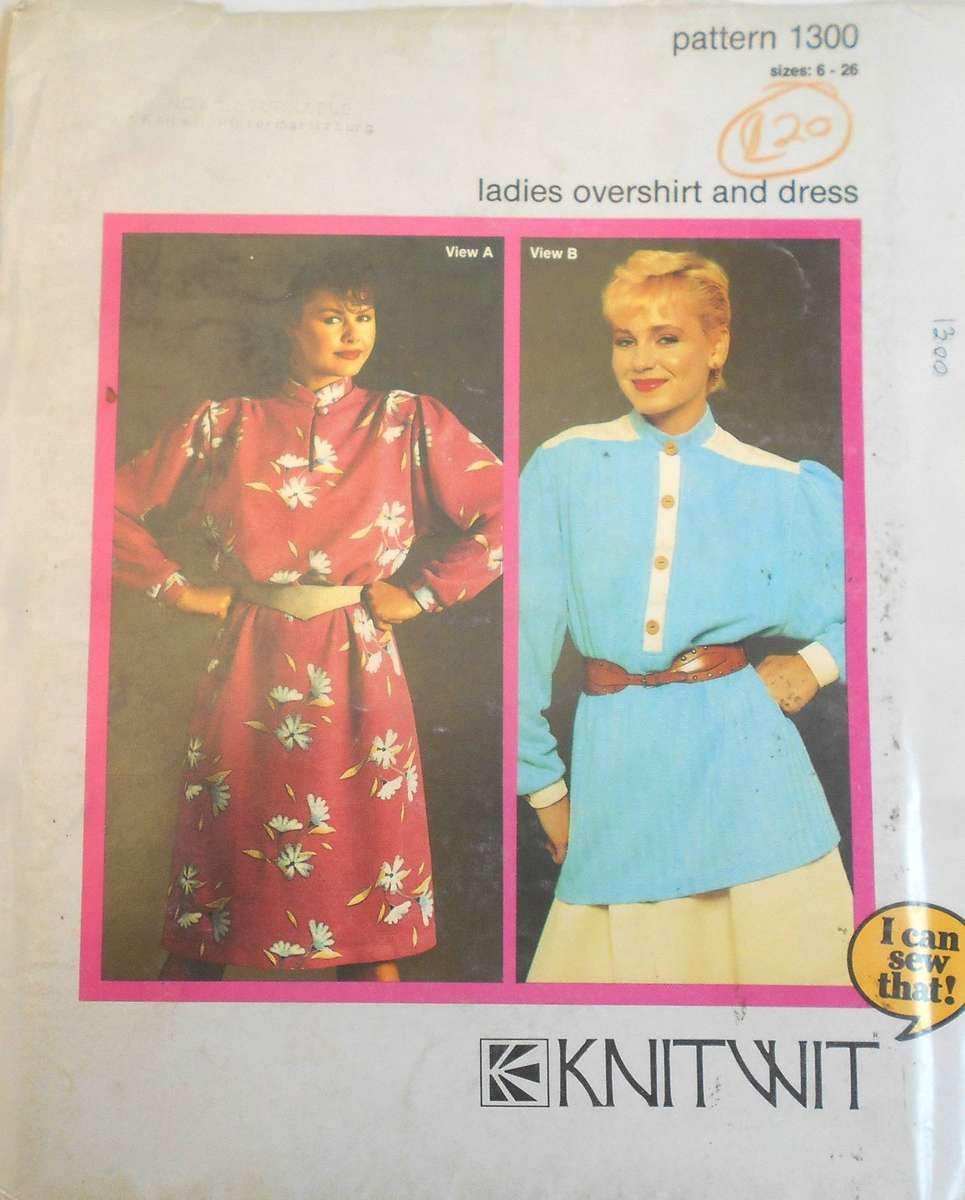 KNITWIT DESIGNER PATTERN 1300 LADIES OVERSHIRT & DRESS SIZES 6-26 COMPLETE-UNCUT