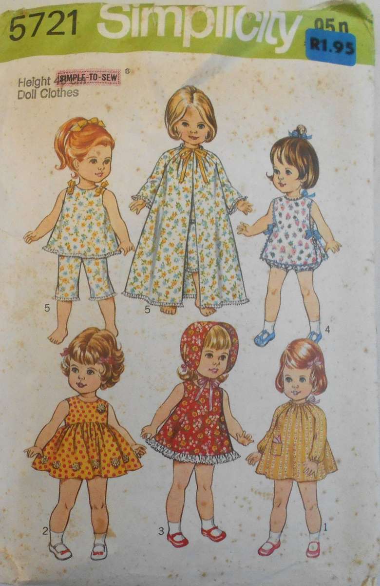 SIMPLICITY 5721 DOLLS CLOTHES SIZE 46 CM COMPLETE