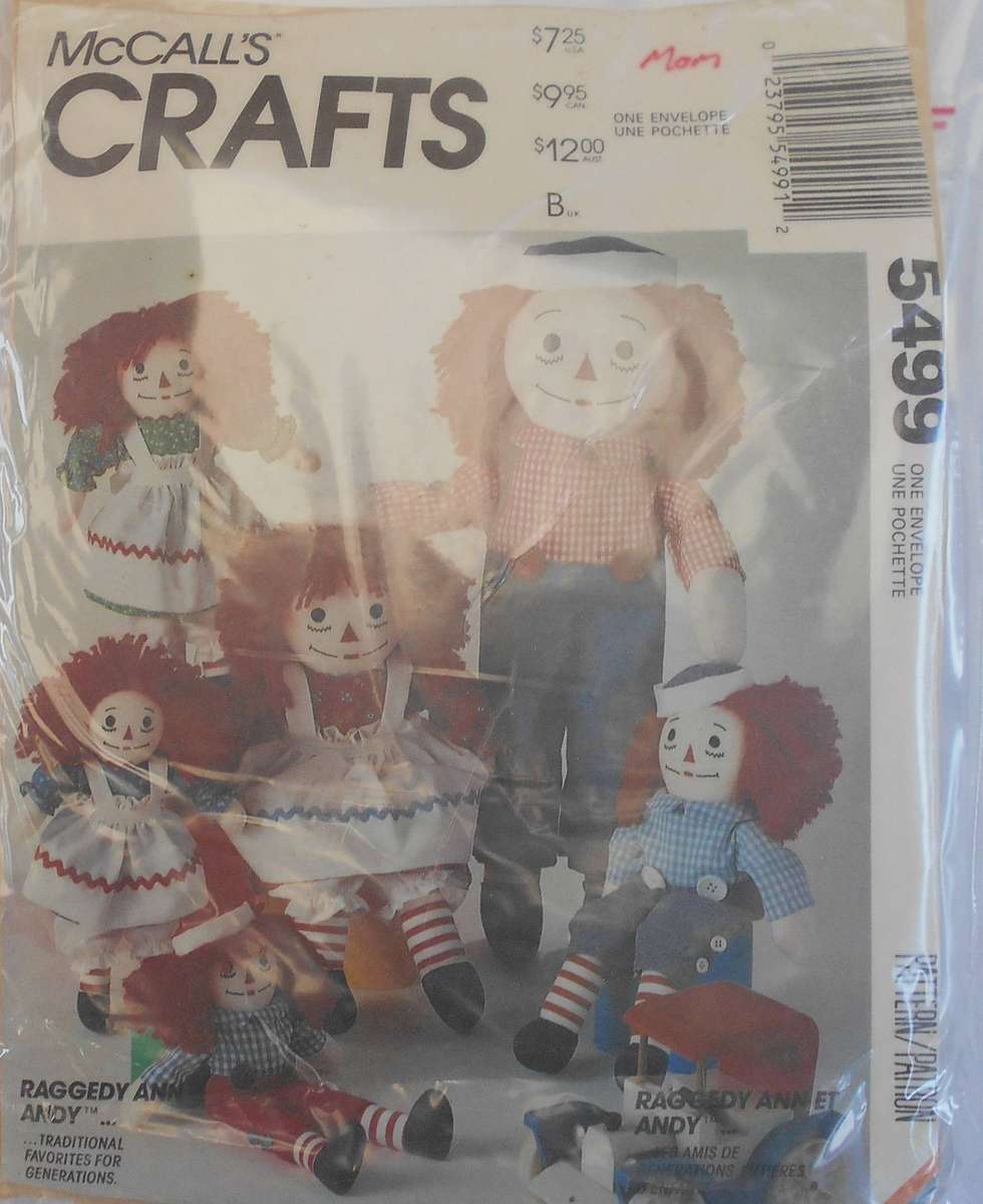 McCALL CRAFTS 5499 DOLLS WITH CLOTHES IN 4 SIZES SIZE 10&quot15" +20" + 25" COMPLETE-ZIPLOC