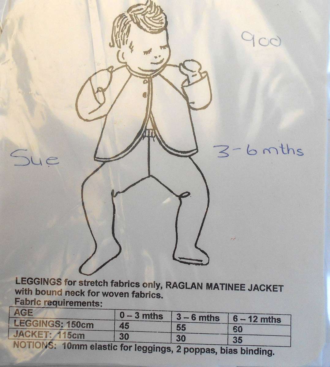 READY-STEADY-GO PATTERN 900 BABY LEGGINGS & RAGLAN MATINEE JACKET AGE 3-6 MONTHS