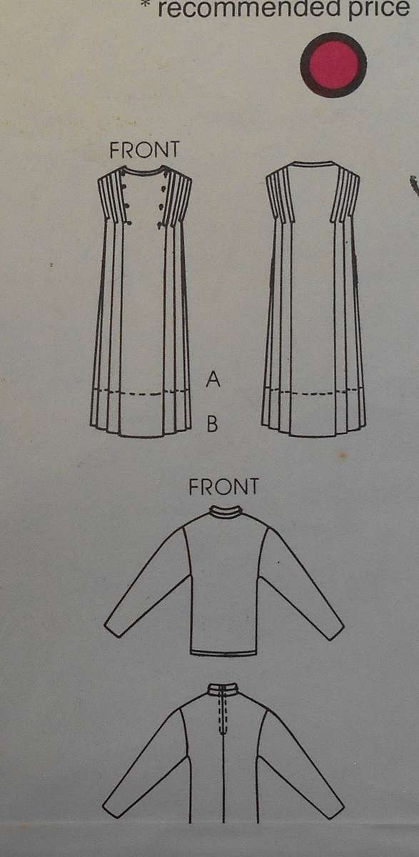 VOGUE 8849 SEMI FITTED PULLOVER TOP & PINAFORE SIZE 10 COMPLETE