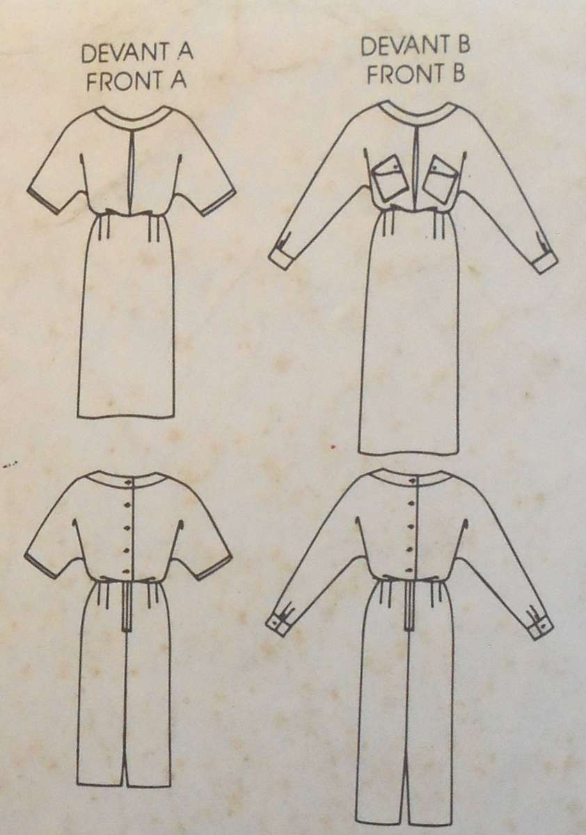 VOGUE 9246 VERY LOOSE BACK BUTTON BODICE DRESS SIZE 8-10-12 COMPLETE-CUT TO 12