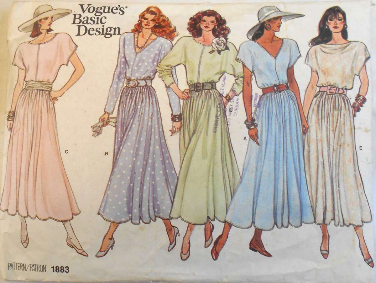 VOGUE 1883 DRESS WITH NECKLINE VARIATIONS SIZE 8-10-12- COMPLETE CUT TO 12