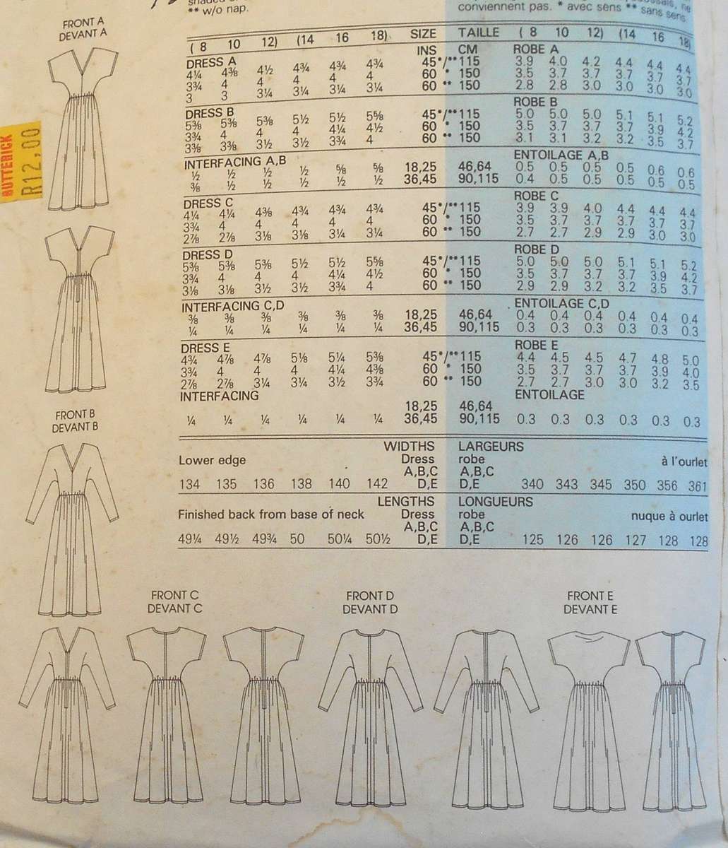 VOGUE 1883 DRESS WITH NECKLINE VARIATIONS SIZE 8-10-12- COMPLETE CUT TO 12
