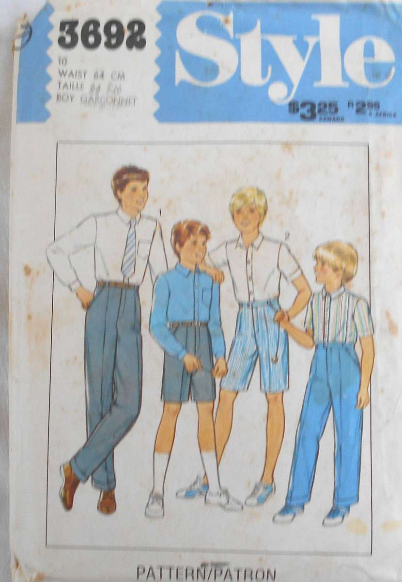 STYLE 3692 BOYS SHIRT-PANTS-SHORTS SIZE 10 YEARS 64 CM COMPLETE