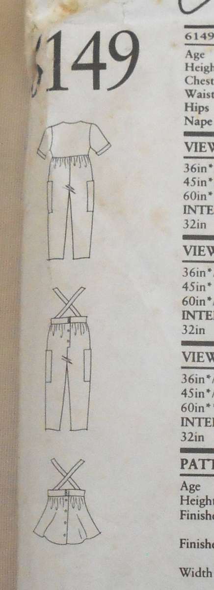 NEW LOOK PATTERNS 6149 GIRLS PINAFORE-DUNAGRESS-JUMPSUITSIZE 18 month - 4 YEARS COMPLETE CUT TO 4 YR