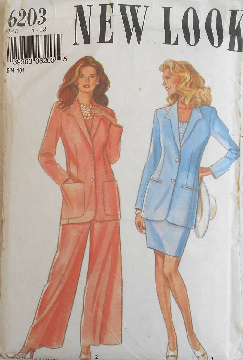 NEW LOOK PATTERNS 6203 JACKET-PANTS-SKIRT SIZE 8-18 COMPLETE-NO SEWING INSTRUCTIONS SUPPLIED