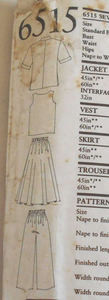 NEW LOOK PATTERNS 6515 JACKET-TANK TOP-SKIRT-PANTS SIZE 8-20 COMPLETE ONLY JACKET CUT TO 14