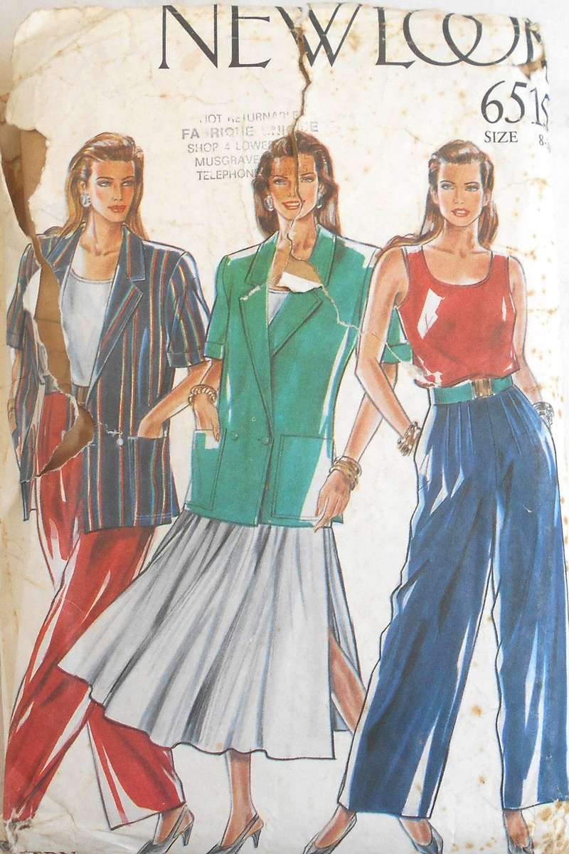 NEW LOOK PATTERNS 6515 JACKET-TANK TOP-SKIRT-PANTS SIZE 8-20 COMPLETE ONLY JACKET CUT TO 14