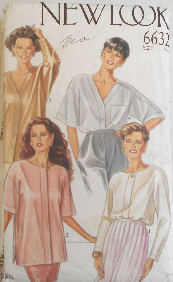 NEW LOOK PATTERNS 6632 SET OF BLOUSES SIZE 8-18 COMPLETE CUT TO 18