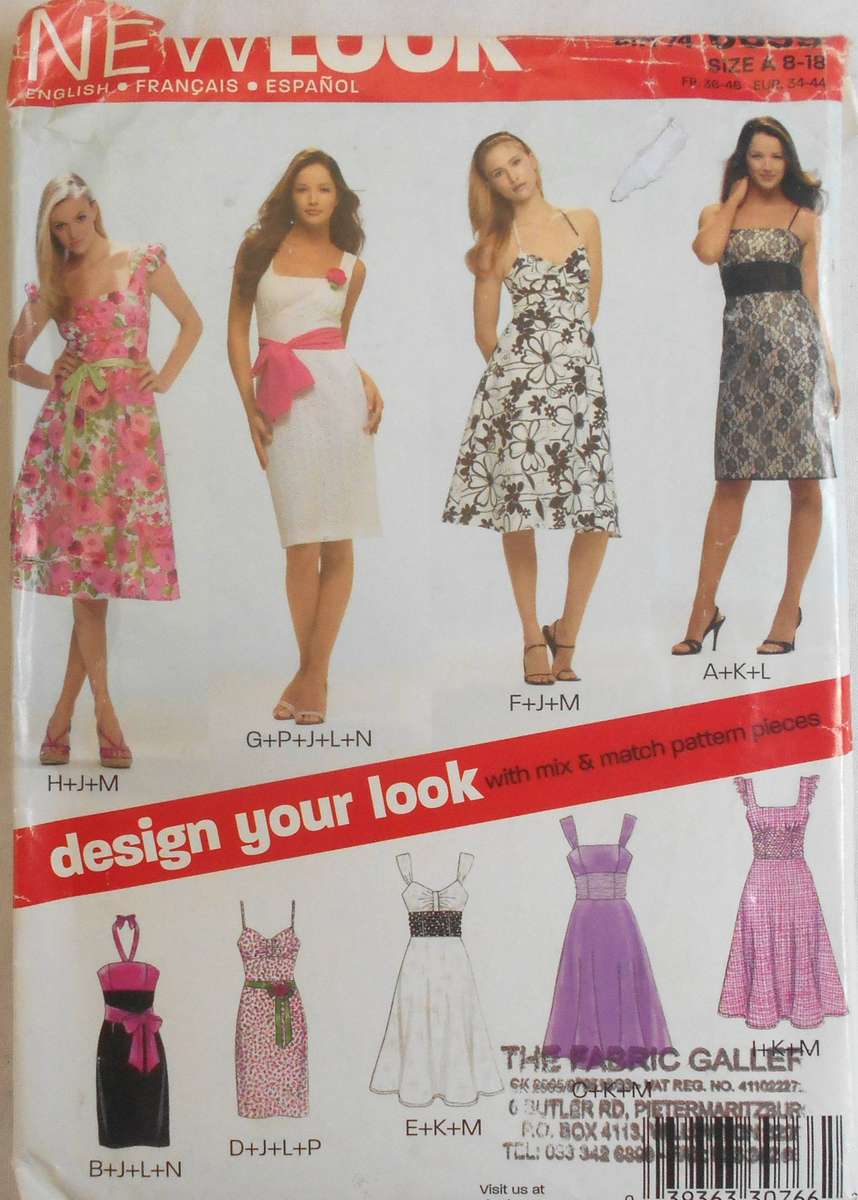 NEW LOOK PATTERNS 6699 SUMMER DRESS WITH SHOESTRING STRAP VARIATIONS SIZE 8-18 COMPLETE CUT TO 18