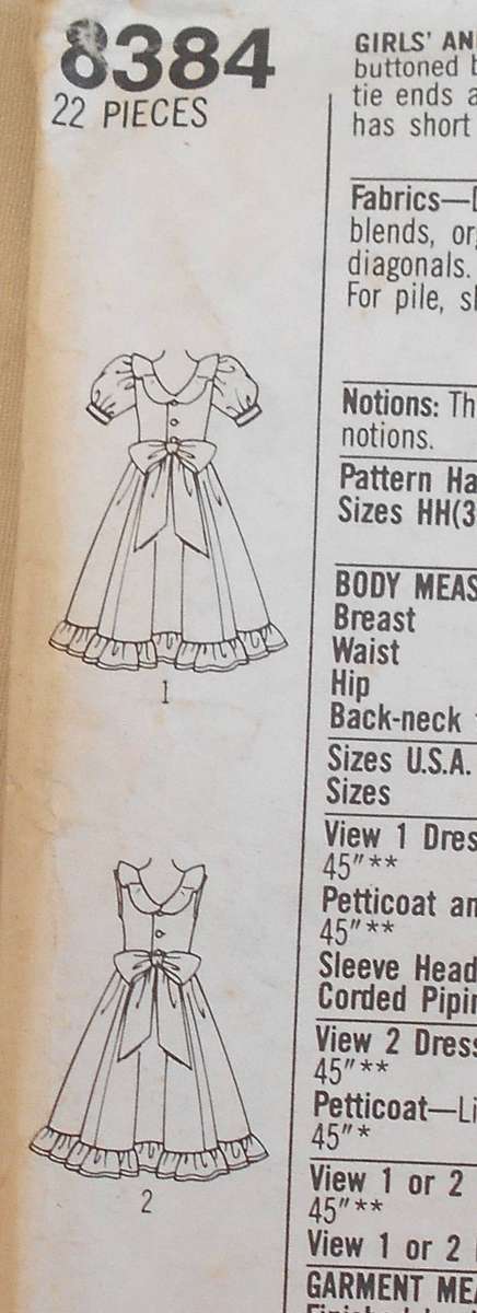 SIMPLICITY 8384 GIRLS DRESS SIZE 3-6 YEARS COMPLETE CUT TO 6