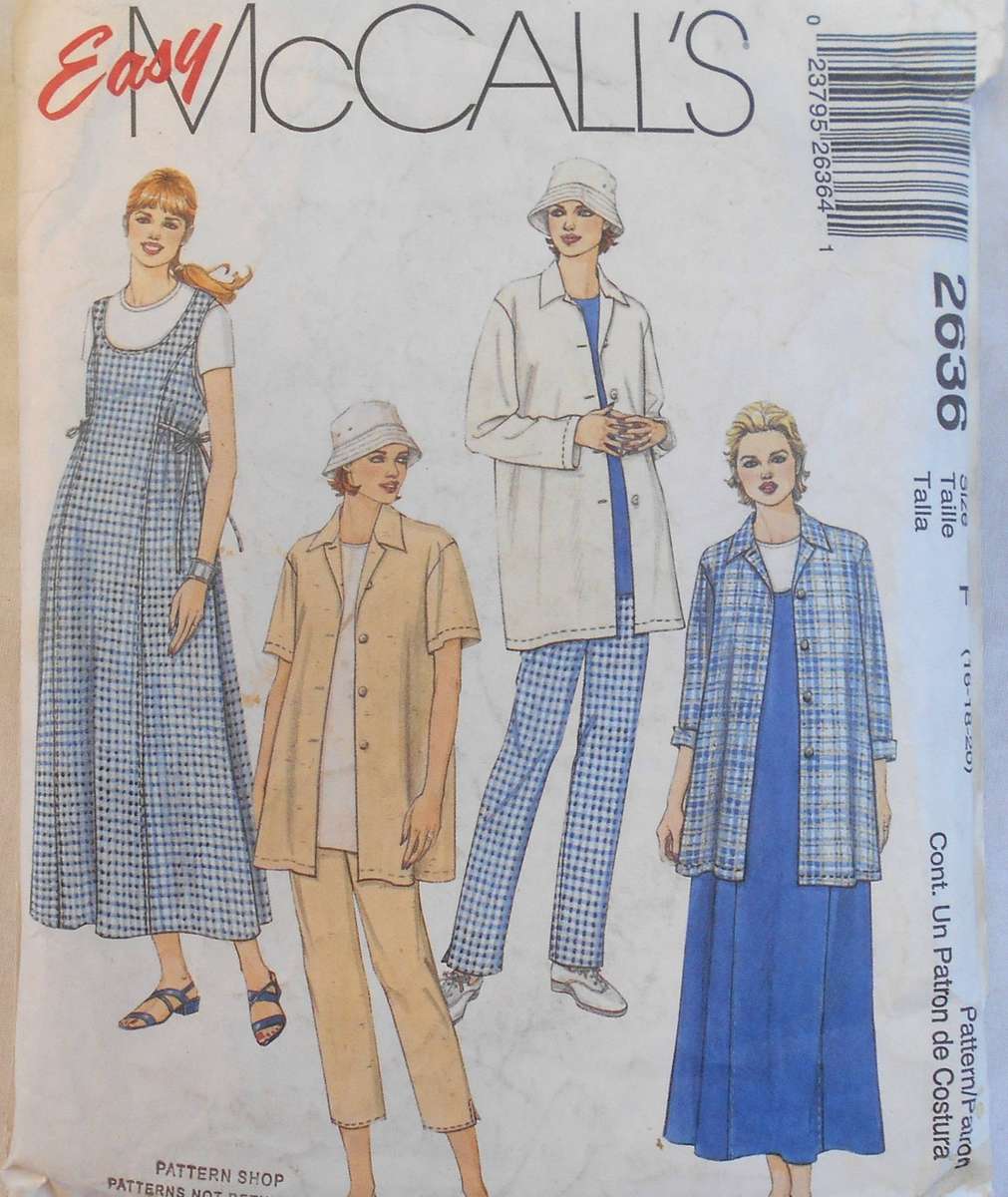 McCALLS 2636 PINAFORE & PANTS SIZE 16-18-20 NO SHIRT PATTERN SUPPLIED CUT TO 20