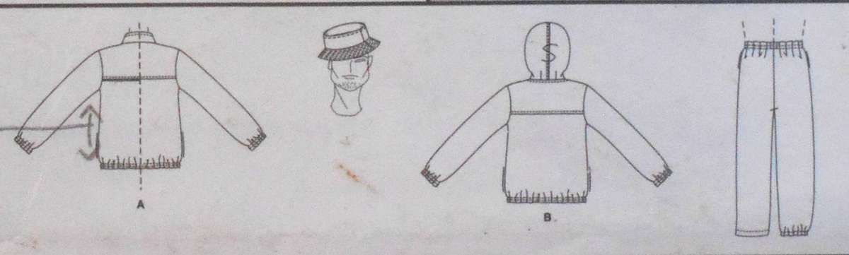 McCALLS 3787 UNISEX TRACKSUIT JACKET-PANTS & HAT SIZE S-M-L (34-44) COMPLETE CUT TO L (42-44)