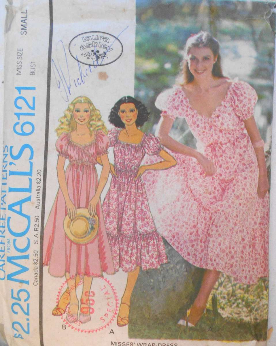 McCALLS 6121 STUNNING WRAP DRESSES SIZE SMALL 10-12 COMPETE-MOSTLY UNCUT