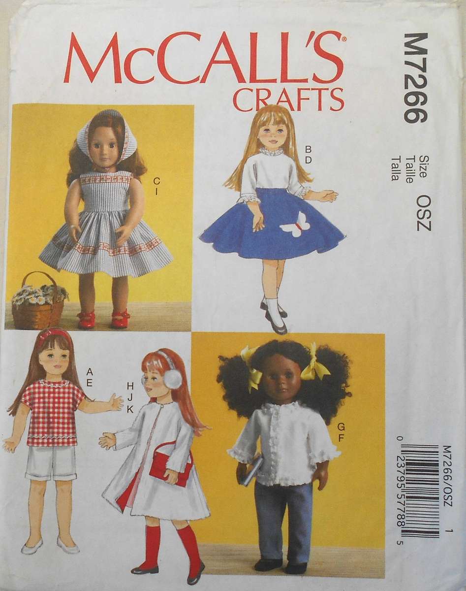 McCALLS CRAFTS M7266 18" RETRO DOLLS CLOTHES COMPLETE
