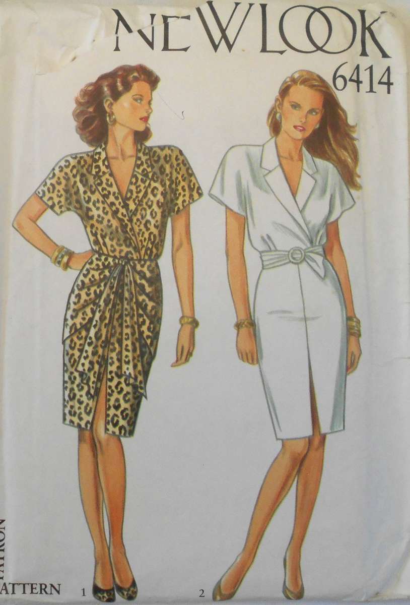 NEW LOOK PATTERNS 6414 DRESS & BELT WITH CROSSOVER BODICE SIZE 8-18 COMPLETE-CUT TO 10