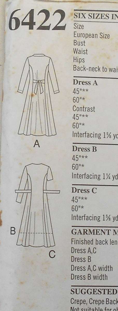 NEW LOOK PATTERNS 6422 FRONT BUTTON DRESS + TIEBACK SIZE 8-18 COMPLETE-UNCUT-F/FOLDED