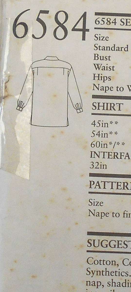 NEW LOOK PATTERNS 6584 BIG SHIRT SIZE 8-20 COMPLETE UNCUT F/FOLDED