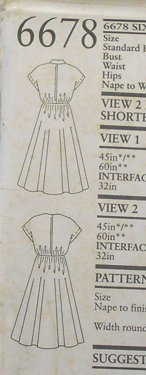 NEW LOOK PATTERNS 6678 ELASTICATED WAIST DRESS-CROSS OVER BODICE SIZE 8-18 COMPLETE UNCUT F/FOLDED