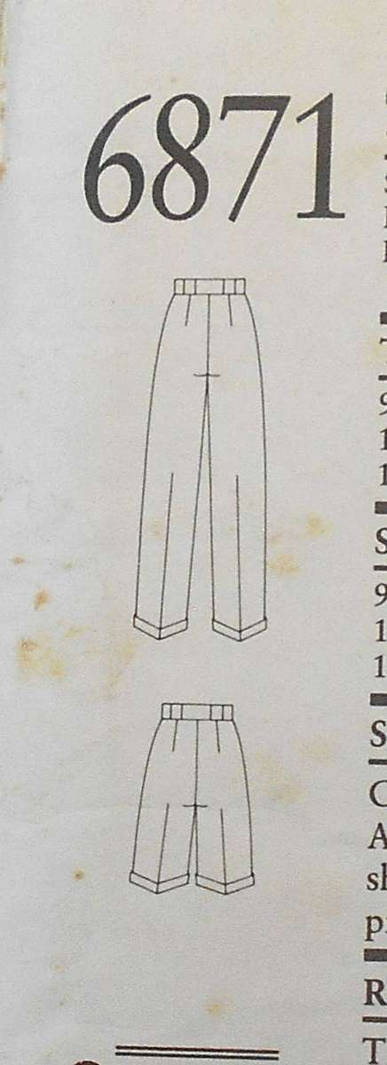 NEW LOOK PATTERNS 6871 PANTS OR SHORTS SIZE 8-18 COMPLETE CUT TO 18