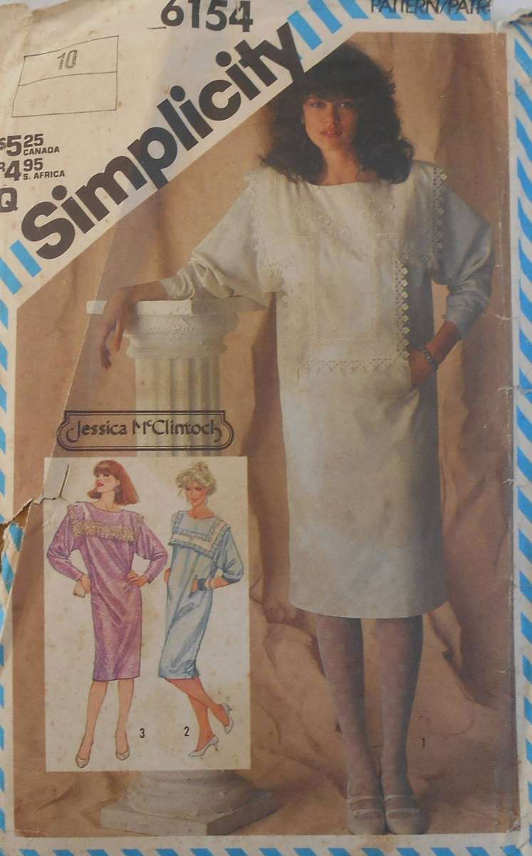 SIMPLICITY 6154 DRESS WITH COLLAR VARIATIONS SIZE 10 COMPLETE