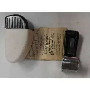 RARE VINTAGE 1948 WILKINSON DRY SHAVE RAZOR IN BAKELITE CASE WITH INSTRUCTIONS