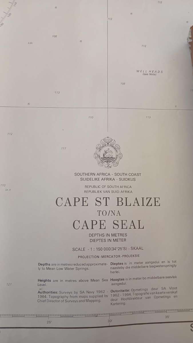 Nautical Chart, Cape St.Blaize to  Cape Seal